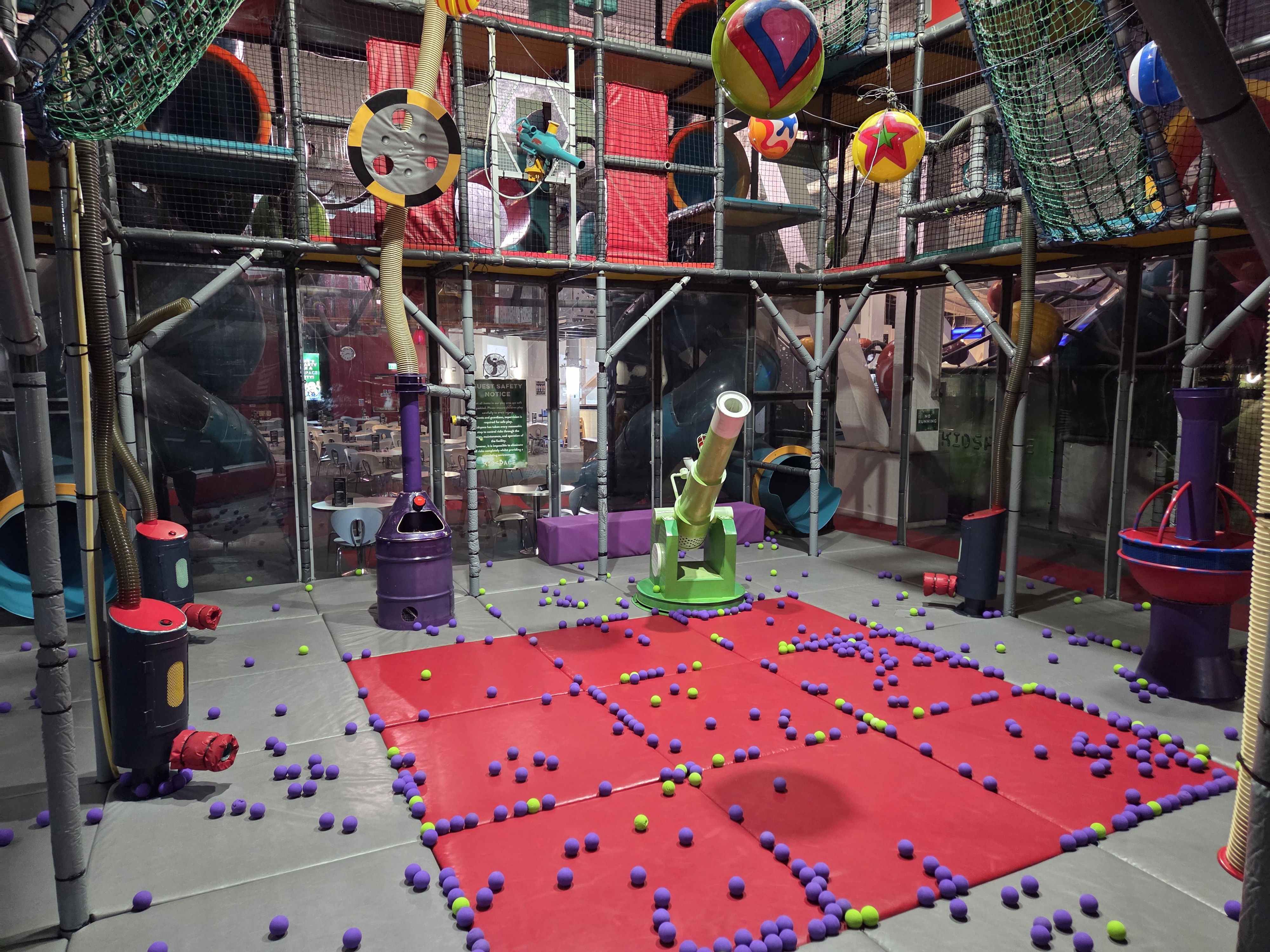 Interactive ball pit cannon play area inside Kidspace Romford soft play centre